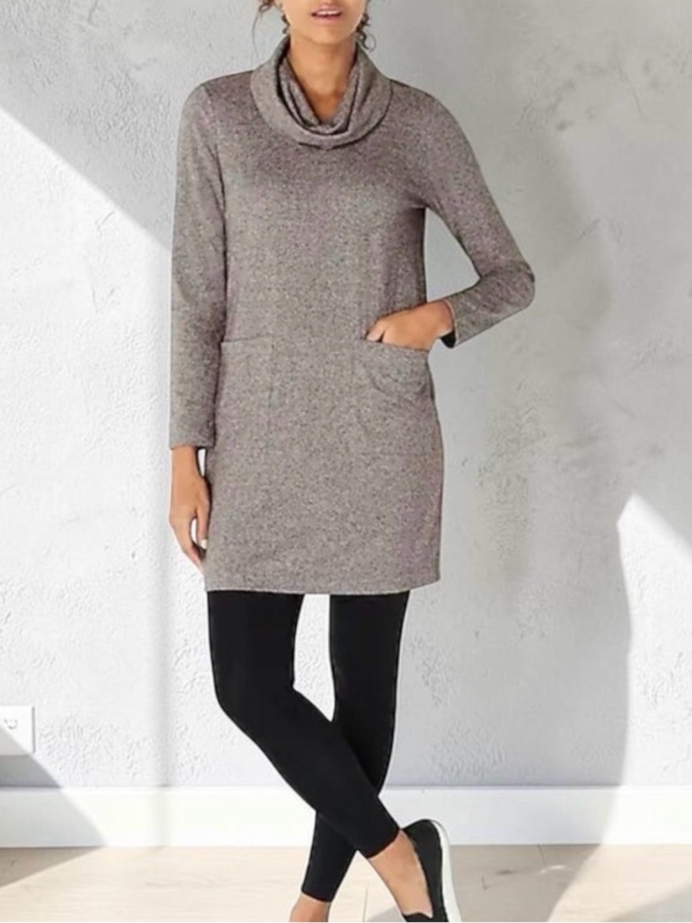 J. Jill Heather Purple Marled Cowl Neck Tunic Dress